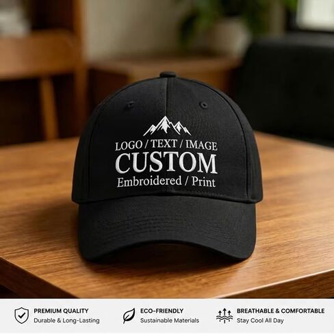 Custom Hat Embroidered/Printed Logo/Text/Image Baseball Cap for Men Women | Bulk,Personalized 4 Sided Customization,adjustable size.High-density polyether.for groups,sports,trips. Gift,for Adult in Kuwait