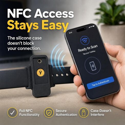 2 Pack Watchband Holder Compatible with YubiKey 5/5C NFC, Case Cover for Yubico Security Key, Black Yubi Key Flexible Cover in Kuwait