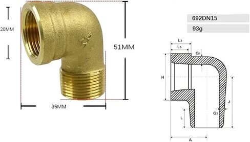 1/2" 3/4" 1" 1-1/2" 2" bspt Female To Male 90 Degree Eblow Pipe Fitting Connector Coupler Brass Water Gas Fuel Oil(1l2-BSP-DN15) in Kuwait