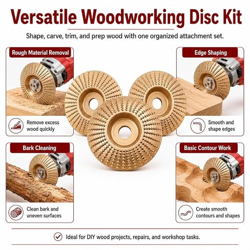 Tungsten Carbide Cutting Wheel, 2026 Upgraded Angle Grinder Polishing Pad, Heavy-Duty Wood Carving Disc Set, ungsten Carbide Grinding Wheel Wood Carving for 4" & 4-1/2" Grinders (3*Flat Surface-A) in Kuwait