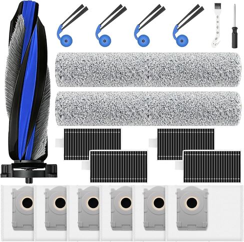 19 قطعة بديلة لـ ECOVACS DEEBOT T90 PRO OMNI & X9S Po Omni، طقم ملحقات المكنسة الكهربائية مع ممسحتين دوارتين، 1 فرشاة رئيسية، 16 كيس غبار، 4 مرشح HEPA، 4 فرشاة جانبية، أداة تنظيف ومفك براغي in Kuwait