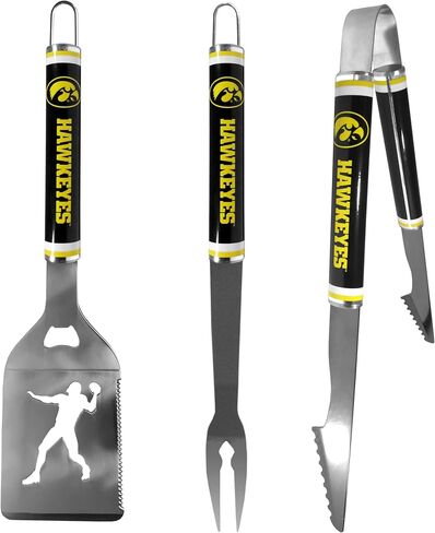 Siskiyou Sports NCAA Iowa Hawkeyes 3 pc Steel BBQ Tool Set, One Size, Team Colors in Kuwait