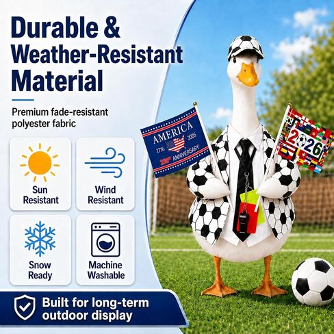 2026 World Soccer Porch Goose Outfits Set with Penalty Card Keychain, Whistle & Flag, Funny Football Porch Goose Clothes for 23 inch Cement Statue, Porch Goose Costumes for Porch, Lawn, Patio & Garden in Kuwait