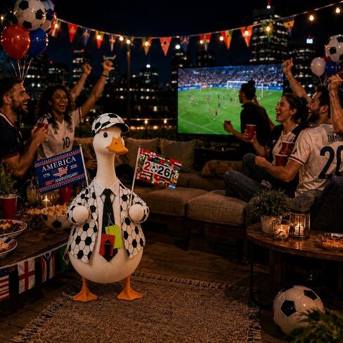 2026 World Soccer Porch Goose Outfits Set with Penalty Card Keychain, Whistle & Flag, Funny Football Porch Goose Clothes for 23 inch Cement Statue, Porch Goose Costumes for Porch, Lawn, Patio & Garden in Kuwait