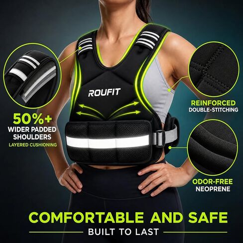 Weighted Vest for Women/Men Adjustable (4-10lb / 6-15lb) Weight Vest for Walking & Running,Weights for Workout Exercise Fitness Gym, Odor-Free Neoprene & Wide Padded Comfort Shoulder Straps & Phone Pocket in Kuwait