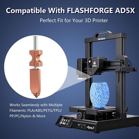 ترقية مجموعة الفوهات المعدنية للطابعة AD5X ثلاثية الأبعاد، 4 قطع من فوهات Hotend سريعة التبديل (0.25/0.4/0.6/0.8 مم) مع 4 جوارب سيليكون، 4 فرش فوهة، استبدال رأس الطباعة المعدني بالكامل بدرجة حرارة عالية in Kuwait