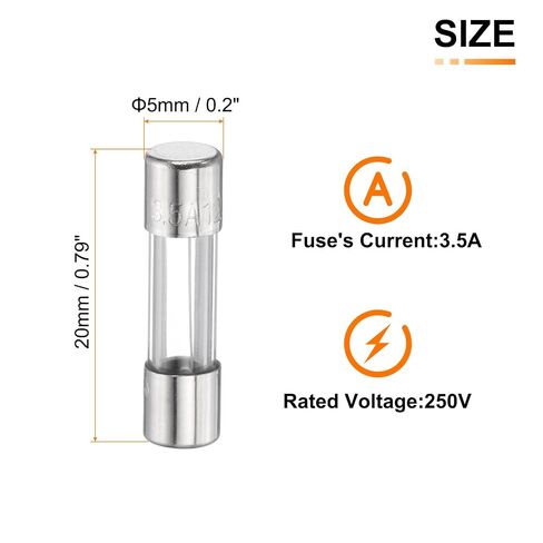 HARFINGTON 30pcs Fuses 3.5A 250 Volt Fast Blow Glass Fuse F3.5AL250V 5x20mm Fast Acting Fuses for Christmas Light Electrical Systems Microwave Ovens TVs Fans Lights Oven in Kuwait