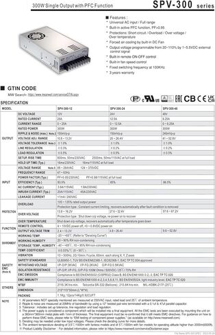 SPV-300-24 24V 12.5A 300W واحد Qutput تحويل التيار الكهربائي in Kuwait