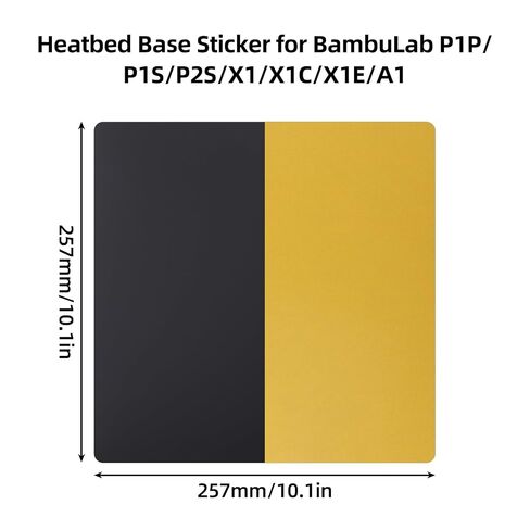 ملصق قاعدة مغناطيسي مقاس 257 × 257 مم متوافق مع BambuLab P1P/P1S/P2S/X1/X1C/X1E/A1: غطاء سرير مرن ذو سطح مرن عالي الحرارة لملحقات الطابعة ثلاثية الأبعاد in Kuwait