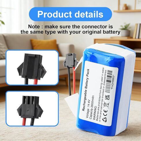 بطارية بديلة MULS لـ Tesvor SUN-INTE-172 SUN-INTE-273 X500 Pro، X580 | X580R، X583، iHome iHRV6-BLK، Simum 6، Simum 7، Simum 8، Simum 9، M1، N1، V6، S3، S6 Turbo، T8، S4، V300، V6 14.4V 2600mAh in Kuwait