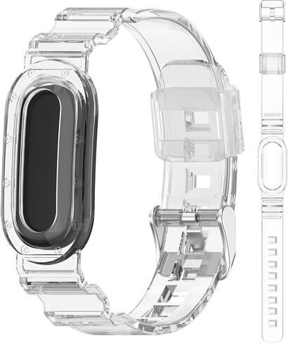 أربطة شفافة شفافة متوافقة مع Google Fitbit Air مع حافظة ممتصة للصدمات، سوار معصم رياضي من مادة TPU مسامي للهلام، حزام بديل لـ Fitbit Air للرجال والنساء in Kuwait
