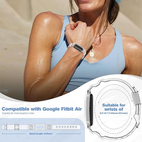 أربطة شفافة شفافة متوافقة مع Google Fitbit Air مع حافظة ممتصة للصدمات، سوار معصم رياضي من مادة TPU مسامي للهلام، حزام بديل لـ Fitbit Air للرجال والنساء in Kuwait
