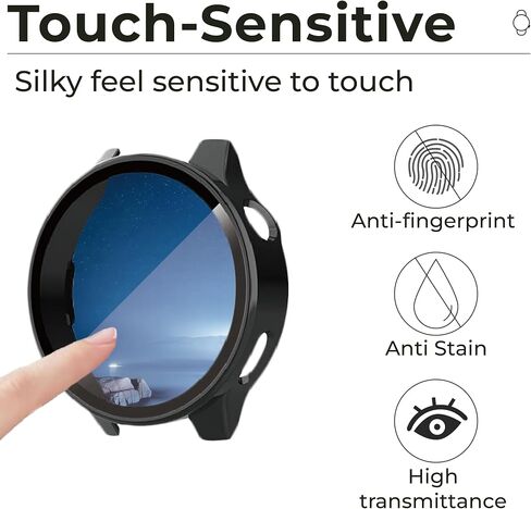 عبوتان من حافظة حماية الشاشة لجهاز Garmin venu 4، غطاء كامل مقاس 41 مم مع زجاج مقسى مدمج 9H، غلاف صلب من البولي كربونات (أسود/شفاف) - 2 سدادات غبار من السيليكون in Kuwait