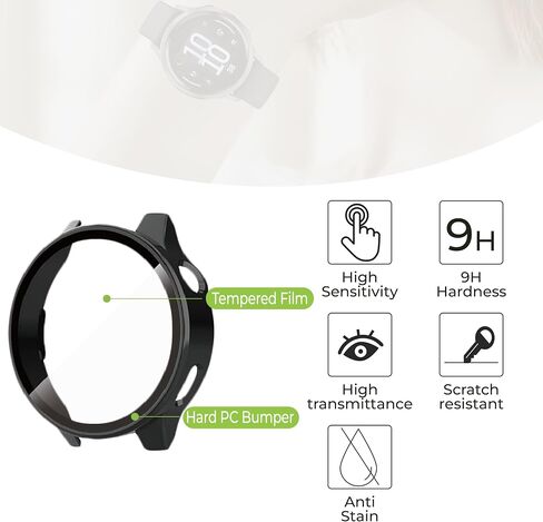 عبوتان من حافظة حماية الشاشة لجهاز Garmin venu 4، غطاء كامل مقاس 41 مم مع زجاج مقسى مدمج 9H، غلاف صلب من البولي كربونات (أسود/شفاف) - 2 سدادات غبار من السيليكون in Kuwait