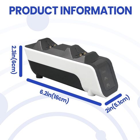 Controller Charging Base Compatible with Ps5, Charging Head Breathing Light, ABS Material Non-Slip, Dual Fast Charging Grip Charging, Black and White Mechanical Wind Design in Kuwait