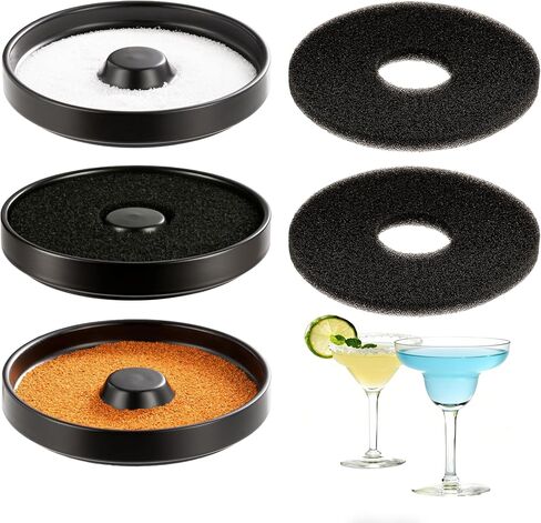 Margarita Salt Rimmer Set, Premium Ceramic Cocktail Glass Rimmer with 3 Bowls & Absorbent Pads, Matte Black Bar Rimmer for Salt, Sugar & Lime Juice, Home Bar & Party Essentials in Kuwait