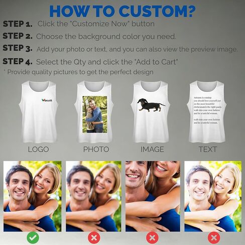 Custom Personalized Men's Sleeveless Tank Top – Print Your Photo Logo & Text, Sleeveless Tshirt for Gym, Running, Beach White in Kuwait