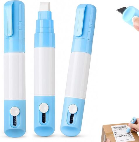 3PCS Thermal Label Correction Marker With Mini Box Cutter Cute, Privacy Information Coverage Fluid Liquid, For Documents, Labels, Packages, Shipping Addresses (Blue) in Kuwait