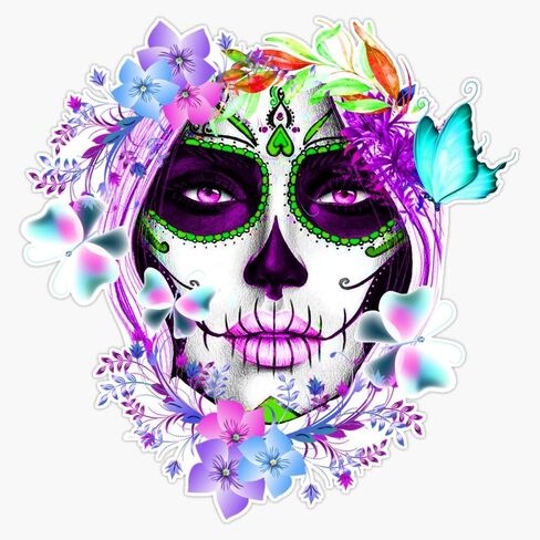 Catrina Mexican Sugar Skull Girl Bumper Sticker Vinyl Decal 5" in Kuwait