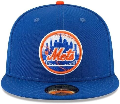 New Era MLB 59FIFTY New York Mets Blue Team Color Cooperstown Logo Authentic Collection Fitted On Field Baseball Cap Hat in Kuwait