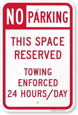 SmartSign "No Parking - Space Reserved, Towing Enforced" Sign | 12" x 18" Aluminum in Kuwait