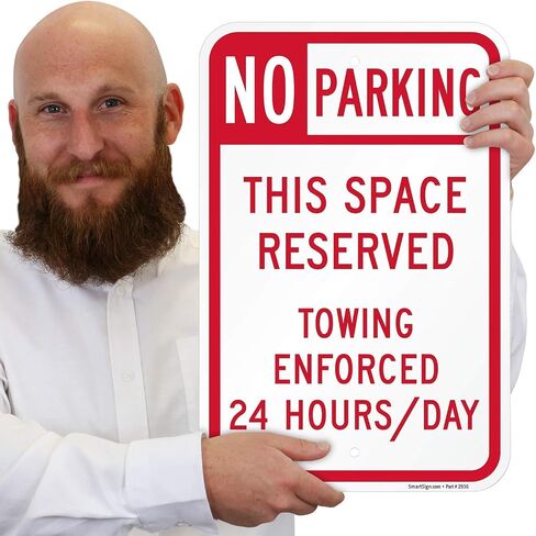 SmartSign "No Parking - Space Reserved, Towing Enforced" Sign | 12" x 18" Aluminum in Kuwait