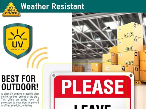 Please Leave Packages & Deliveries Here Sign, 10" x 14" 0.40 Aluminum, Fade Resistance, Indoor/Outdoor Use, USA MADE By My Sign Center in Kuwait