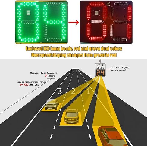 20"x27" White Radar Speed Sign - Solar-Traffic Feedback Warning Board | 3M Reflective Sheeting, Fully sealed Aluminum shell,Road Safety Speed Limit Detector with Accessories in Kuwait