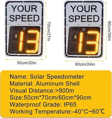 20"x27" White Radar Speed Sign - Solar-Traffic Feedback Warning Board | 3M Reflective Sheeting, Fully sealed Aluminum shell,Road Safety Speed Limit Detector with Accessories in Kuwait