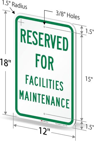 SmartSign 18 × 12 بوصة "محجوزة لصيانة المرافق" لافتة معدنية لوقوف السيارات، 63 مل من الألومنيوم، مادة عاكسة من الدرجة الهندسية 3M، أخضر وأبيض، صنع في الولايات المتحدة الأمريكية in Kuwait