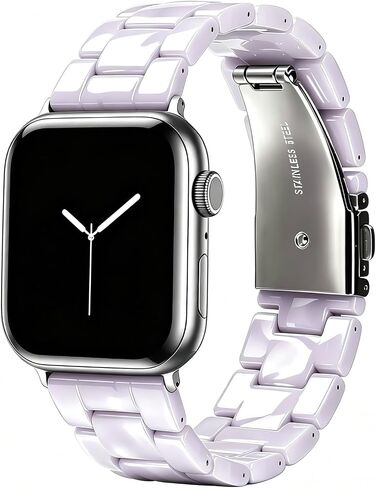 Resin Band Compatible with Apple Watch Band for Women 38mm 40mm 41mm 42mm 44mm 45mm 46mm 49mm Fashion Lightweight Strap for iWatch Series 11/10/9/8/7/6/5/4/SE/Ultra 3 2 Bracelet Wristband in Kuwait