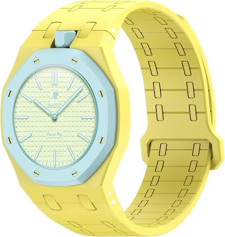 سوار VeveXiao متين متوافق مع سوار ساعة Swatch Royal Pop، حزام سيليكون رياضي مع إطار مقاوم للصدمات للرجال والنساء وحزام بإبزيم مغناطيسي in Kuwait