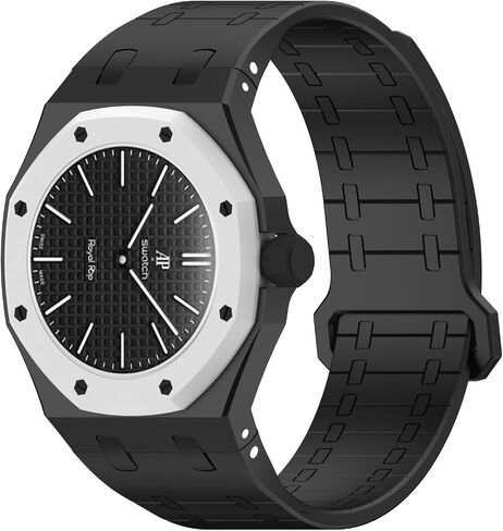 سوار VeveXiao متين متوافق مع سوار ساعة Swatch Royal Pop، حزام سيليكون رياضي مع إطار مقاوم للصدمات للرجال والنساء وحزام بإبزيم مغناطيسي in Kuwait