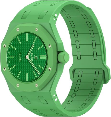 سوار VeveXiao متين متوافق مع سوار ساعة Swatch Royal Pop، حزام سيليكون رياضي مع إطار مقاوم للصدمات للرجال والنساء وحزام بإبزيم مغناطيسي in Kuwait