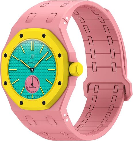 سوار VeveXiao متين متوافق مع سوار ساعة Swatch Royal Pop، حزام سيليكون رياضي مع إطار مقاوم للصدمات للرجال والنساء وحزام بإبزيم مغناطيسي in Kuwait
