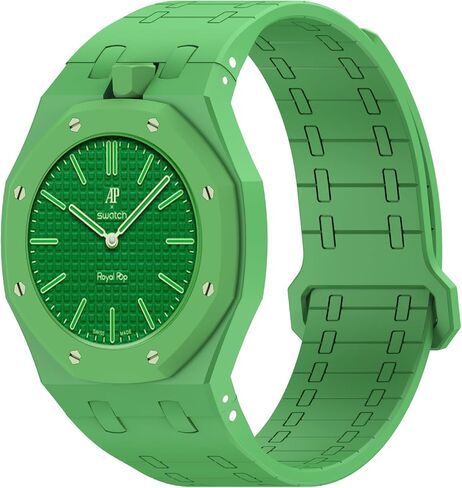 سوار VeveXiao متين متوافق مع سوار ساعة Swatch Royal Pop، حزام سيليكون رياضي مع إطار مقاوم للصدمات للرجال والنساء وحزام بإبزيم مغناطيسي in Kuwait