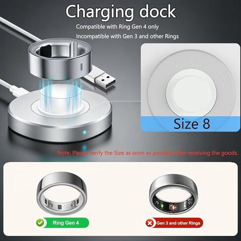 Charger Compatible with Aura-Smart Ring Gen 4-Size 8, Fast Charging Dock for Smart Ring with USB-C Cable, Plug and Play in Kuwait