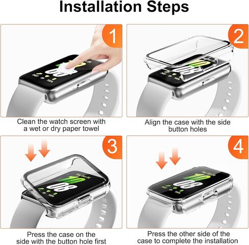 2X حافظة متوافقة مع هاتف Samsung Galaxy Fit 3 (SM-R390) | واقي شاشة من الزجاج المقسى المدمج وممتص للصدمات من البولي كربونات الصلب، غطاء حماية كامل نحيف (شفاف) in Kuwait