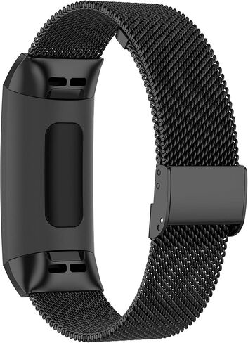Metal Band Compatible with Fitbit Charge 4/ Charge 3/Charge 3 SE Mesh Woven Stainless Steel Smartwatch Bracelet Wristbands Replacement Strap in Kuwait