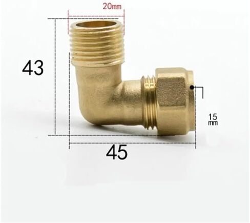 صالح النحاس أنبوب OD 15 مللي متر x 1/2 "BSPP ذكر النحاس ضغط الاتحاد الكوع 90 درجة تركيب موصل المياه الغاز النفط in Kuwait