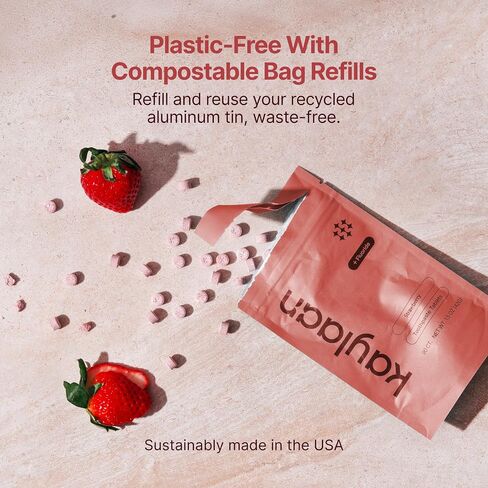 Strawberry Toothpaste Tablets with Fluoride - for Adults, Toddlers, and Kids Toothpaste Teeth Whitening Travel Sensitive SLS Free Childrens Kid Oral Care - 90 Count in Kuwait