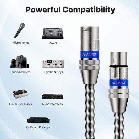 كابلات XLR بطول 25 قدمًا، 2 حزمة، 21AWG 99.99% OFC، سلك ميكروفون محمي ومتوازن من الذكور إلى الإناث للاستوديو، البث المباشر، البودكاست، فضي in Kuwait