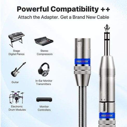 كابلات XLR بطول 25 قدمًا، 2 حزمة، 21AWG 99.99% OFC، سلك ميكروفون محمي ومتوازن من الذكور إلى الإناث للاستوديو، البث المباشر، البودكاست، فضي in Kuwait