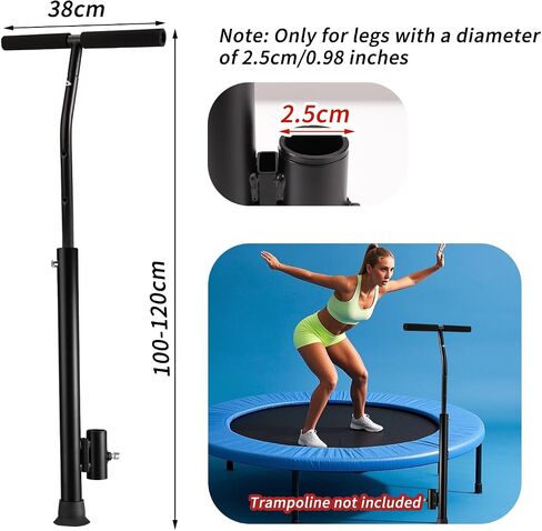 Rebounder Handle Bar, Adjustable Length Stable Soft Foam Surface Fitness Trampoline Handle Bar Only for Adults Straight Legs Within 0.98 Inches in Diameter (Trampoline not Included) in Kuwait