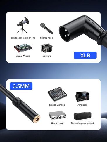 كابل صوت ستيريو 90 درجة XLR إلى 1/8، زاوية قائمة XLR ذكر إلى 3.5 مم كابل محول TRS أنثى لميكروفون خلاط مكبر الصوت (0.3 متر/1 قدم) in Kuwait
