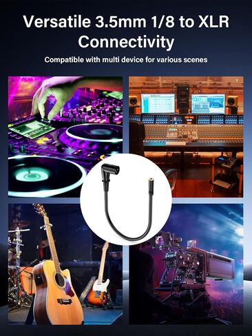 كابل صوت ستيريو 90 درجة XLR إلى 1/8، زاوية قائمة XLR ذكر إلى 3.5 مم كابل محول TRS أنثى لميكروفون خلاط مكبر الصوت (0.3 متر/1 قدم) in Kuwait