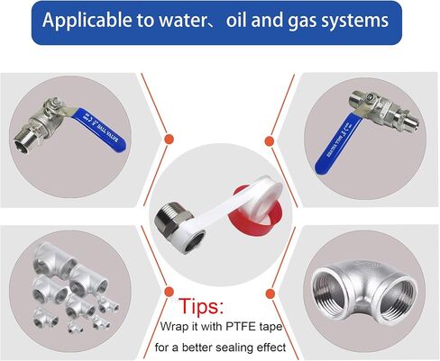 1" Male x 3/4" Male NPT Threaded Reducing Hex Nipple ，304 Stainless Steel Reducing Pipe Fitting Nipple Adapter With Teflon Plumbers Tape (Pack of 2) in Kuwait