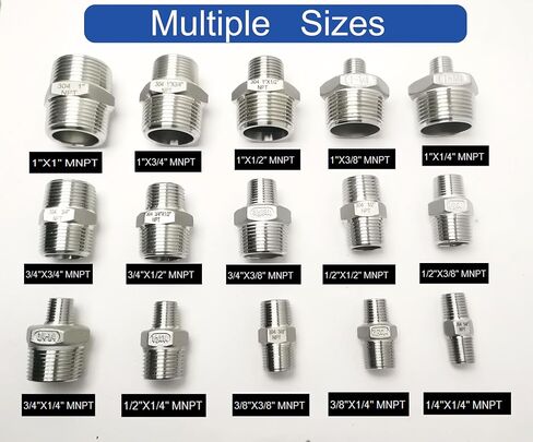 1" Male x 3/4" Male NPT Threaded Reducing Hex Nipple ，304 Stainless Steel Reducing Pipe Fitting Nipple Adapter With Teflon Plumbers Tape (Pack of 2) in Kuwait