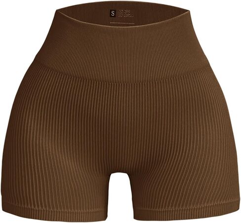 Womens Biker Shorts Tummy Control High Waist Yoga Shorts Summer Seamless Ribbed Workout Athletic Running Short Pants in Kuwait