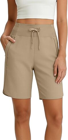 Women's Athletic Running Shorts Summer Workout Gym Quick Dry Pants High Waist Drawstring Hiking Shorts with Pocke in Kuwait